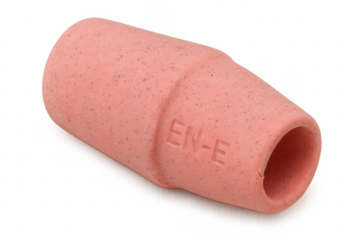 Pink pencil cap eraser correcting mistakes on transparent background