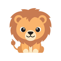 Cute cartoon baby lion sitting adorable jungle animal character fun safari wildlife illustration vector