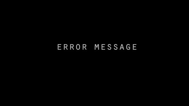 Glitch ERROR MESSAGE animation with digital static, RGB split and pixel noise &ndash; looped cyberpunk system malfunction screen on black background