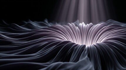Abstract Floral Vortex: Illuminated, Flowing, Serene, Dark, Artistic, 3D Render.