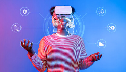 A user experiences the intersection of artificial intelligence and virtual reality, showcasing the innovative technology that enhances interaction and exploration in digital environments. XDMCP
