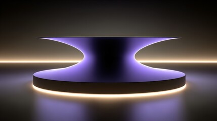 Illuminated Hourglass Sculpture: Abstract Purple Form with Glowing Edges
