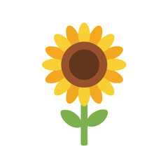 Bright yellow sunflower icon isolated on white simple floral graphic summer bloom nature element vector