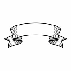 Vintage hand drawn ribbon banner with copy space