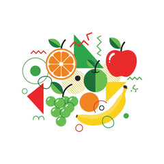 Vibrant abstract fruit assortment healthy food geometric shapes creative design vector