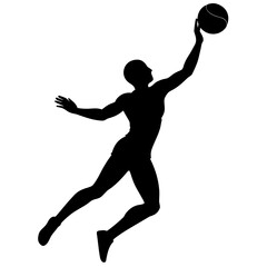 Silhouette of a volleyball player jumping to spike the ball, showcasing athleticism