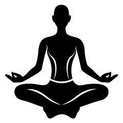 Meditating woman silhouette, a peaceful pose for mindfulness and relaxation