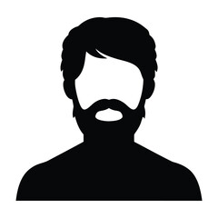 Silhouette of a man with a beard and mustache against a white background