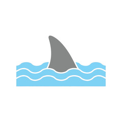 Shark fin emerging from wavy water surface danger ocean predator marine life concept vector