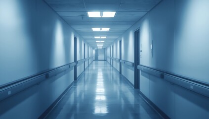 Fototapeta premium Abstract blur hospital corridor defocused Medical background 