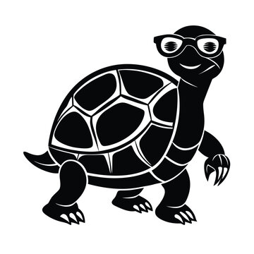 Cute cartoon turtle vector illustration with shell isolated on white background