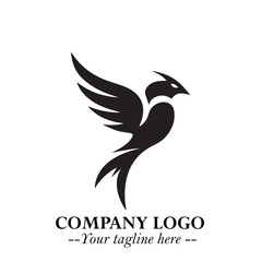 Elegant Bird Logo Symbol in Black on White Background with Minimalist and Modern Design