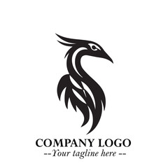 Elegant Bird Logo Symbol in Black on White Background with Minimalist and Modern Design