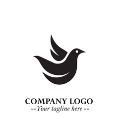 Elegant Bird Logo Symbol in Black on White Background with Minimalist and Modern Design
