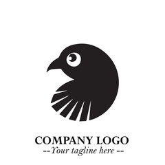 Elegant Bird Logo Symbol in Black on White Background with Minimalist and Modern Design