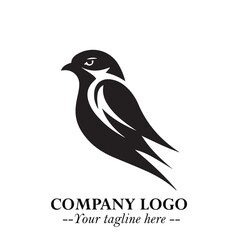 Elegant Bird Logo Symbol in Black on White Background with Minimalist and Modern Design