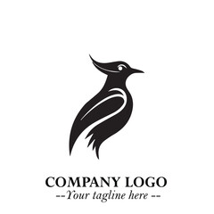 Elegant Bird Logo Symbol in Black on White Background with Minimalist and Modern Design