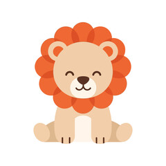 Cute cartoon lion cub adorable happy animal face safari wildlife illustration for children vector