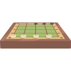 Flat Design Board Game On A Transparent Background With Green Playing Field And Brown Border And Wood Like Texture Detailed With Pieces Ready For Play Strategy Game