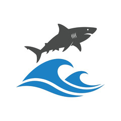 Dynamic shark silhouette leaping over ocean waves vector art vector