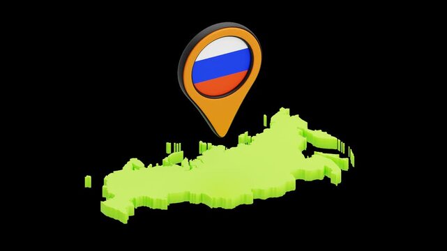 3D Animation of Russia Map | Alpha Channel
