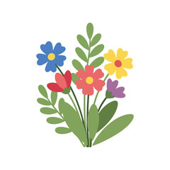 Vibrant spring blossom bouquet collection floral illustration isolated hand drawn elements vector