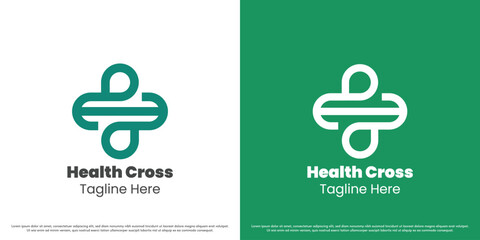 Health cross logo design vector icon. Hospital clinic silhouette. Simple minimal modern outline linear icon symbol.