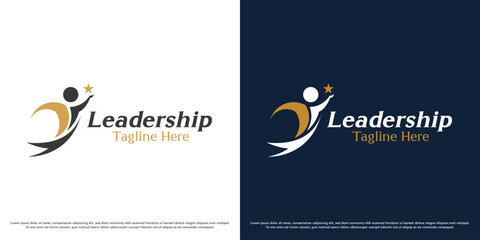 Success career logo design vector icon. Silhouette of a person reaching for the stars. Simple modern professional business icon symbol.