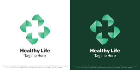 Health medic logo design vector icon. Silhouette of a health care plus cross sign. Simple elegant minimalist gradient icon symbol.