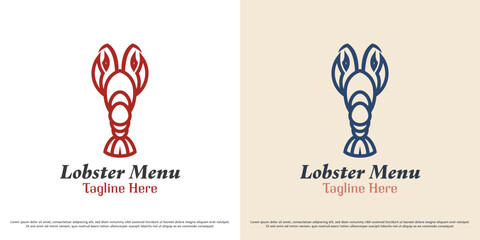 Lobster seafood logo design vector illustration. Sea animal silhouette lobster restaurant food menu. Fresh minimalist simple icon symbol.