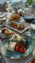 Fototapeta premium Experience authentic greek mezes with rooftop dining and mediterranean flavors in athens