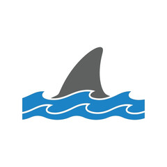 Shark fin emerging from blue waves symbolizing danger ocean predator wildlife threat vector