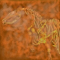 Prehistoric Dinosaur Skeleton Fossil Embedded in Rock