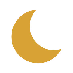 Golden crescent moon symbol abstract graphic design celestial night sky element vector