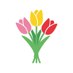 Colorful tulip bouquet spring floral design celebration vector art illustration vector
