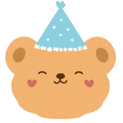 Cute Bear with Party Hat, Adorable Animal Illustration for Kids