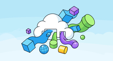 Cloud Computing Data Flow Network Illustration