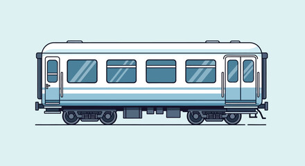 Modern Passenger Train Car Illustration in Minimal Flat Style