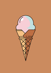 Minimalist Ice Cream Cone Illustration