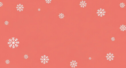 Snowflakes falling on a red background create a festive winter atmosphere