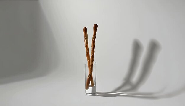 Grissini Elegance: Simple Still Life with Breadsticks in a Glass
