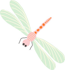 Cute Pastel Dragonfly Woodland Animal Illustration Flat Minimalist Style
