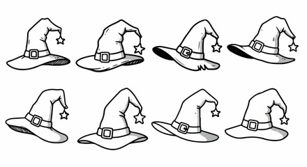 Wizard hats collection with transparent background
