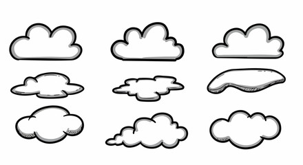 Various cloud shapes with transparent background