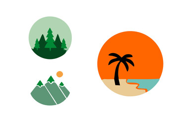  Forest, Mountains, and Beach Designs LOGOS DESIGN