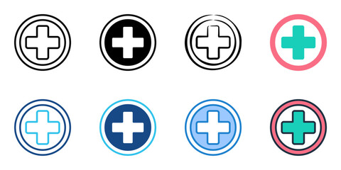 Medical cross icon set multiple style collection 

