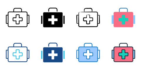 Medical bag icon set multiple style collection 
