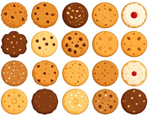 Fototapeta premium A collection of twenty cartoon-style cookies of various designs