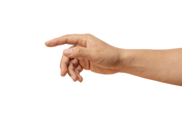 man hand with an extended index finger, as if pressing something isolated on white background with clipping path.index finger reaching t touch, tap, click