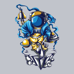 astronaut run illustration unique pose